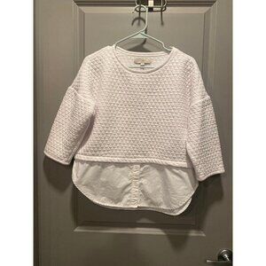 LOFT Quilted 3/4 Sleeve Blouse with Shirt Hem | Size M